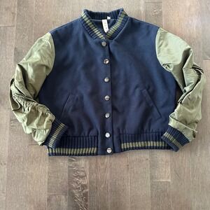 Dolan‎ Anthropologie Left Coast Varsity Bomber Jacket Preppy School Girl Navy L